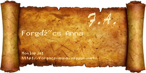 Forgács Anna névjegykártya