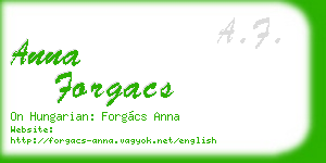 anna forgacs business card